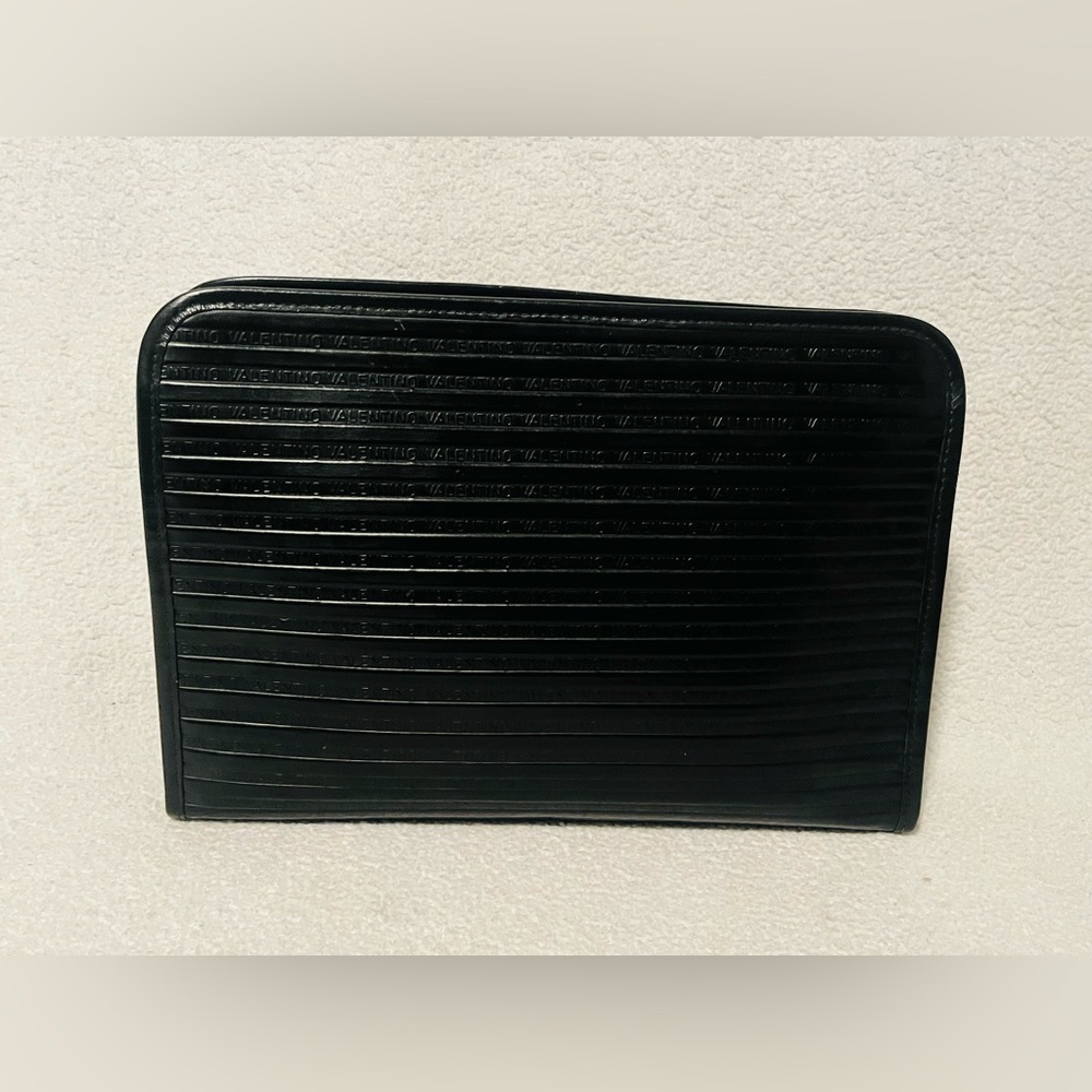 Mario Valentino Black Leather Monogrammed Clutch - Picture 3 of 11